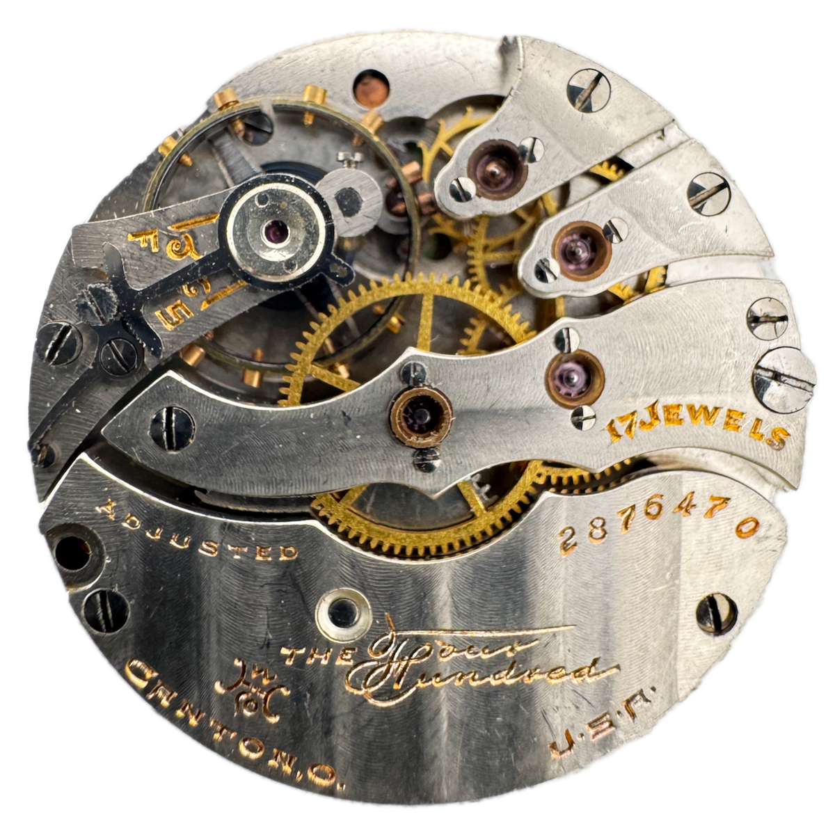 Antique 3/0s 1911 Hampden The Four Hundred 17j Hunter Pocket Watch Movement USA