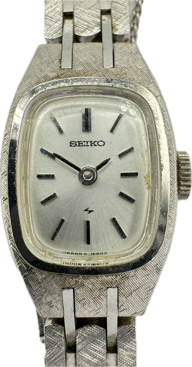 Vintage Seiko 11-16605 Ladies Mechanical Wristwatch Japan White Gold Plated