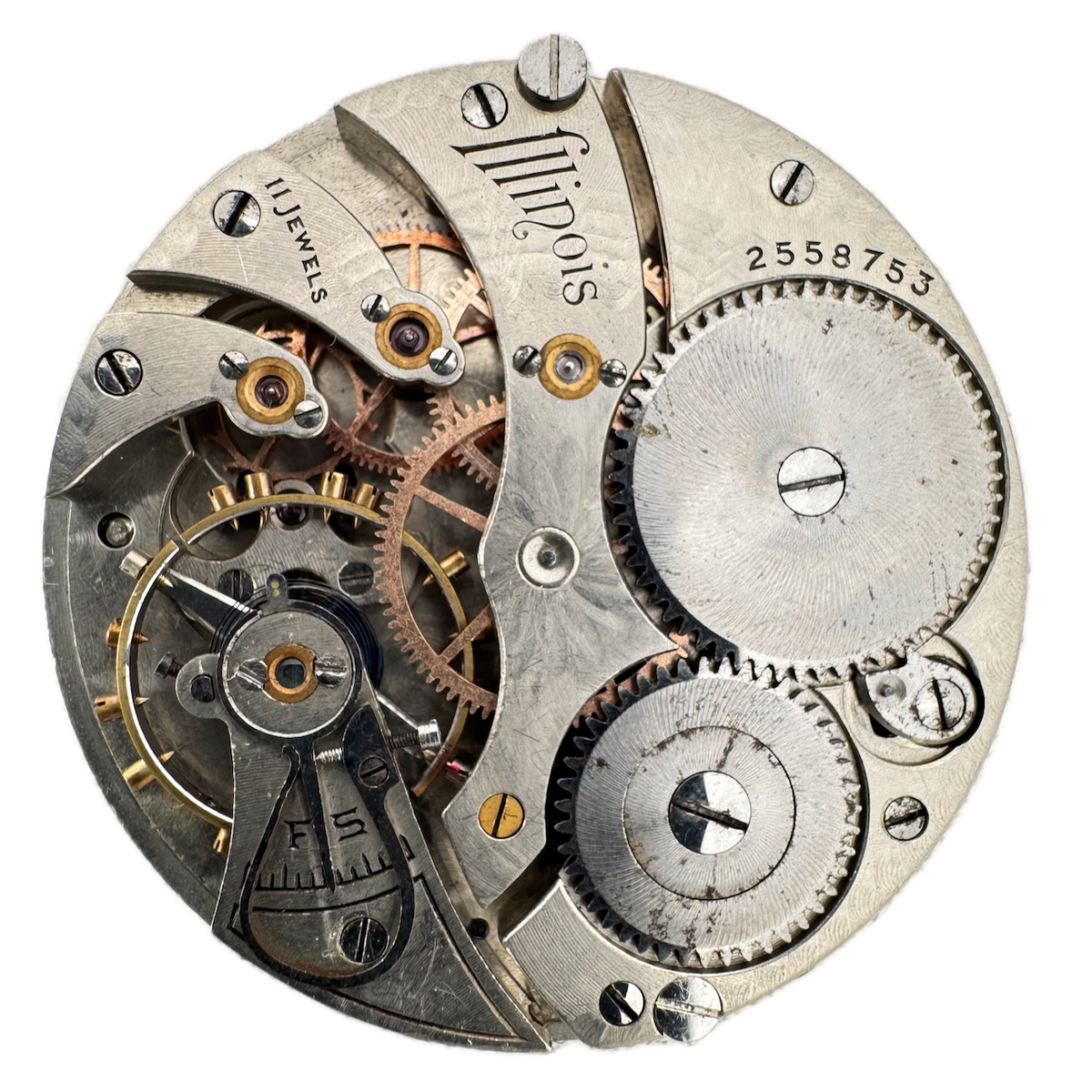 Antique 12s 1913 Illinois 11 Jewel Mechanical Pocket Watch Movement 401 USA