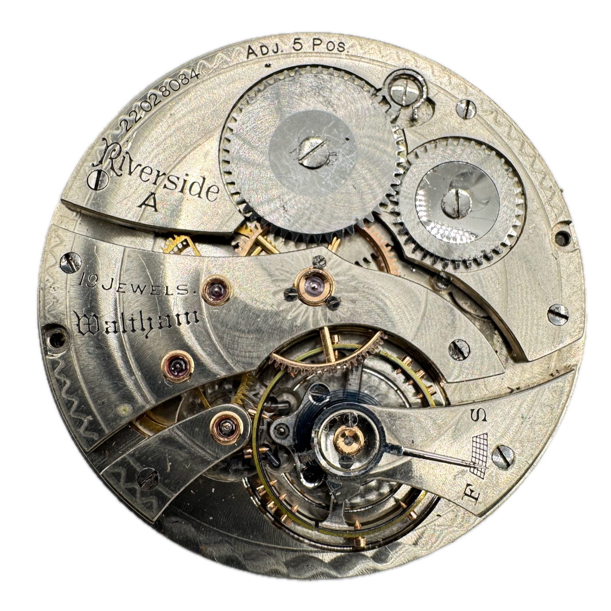 Antique 14s 1918 Waltham 19 Jewel Pocket Watch Movement Riverside A USA