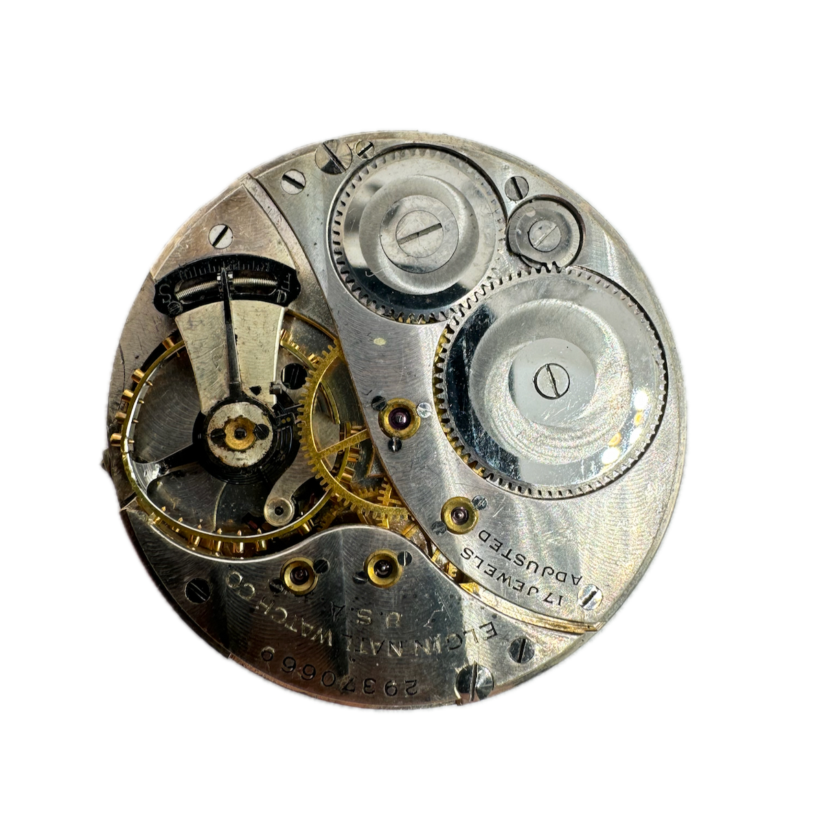 Vintage 12 Size Elgin 17 Jewel Hunter Pocket Watch Movement 479 USA for Parts