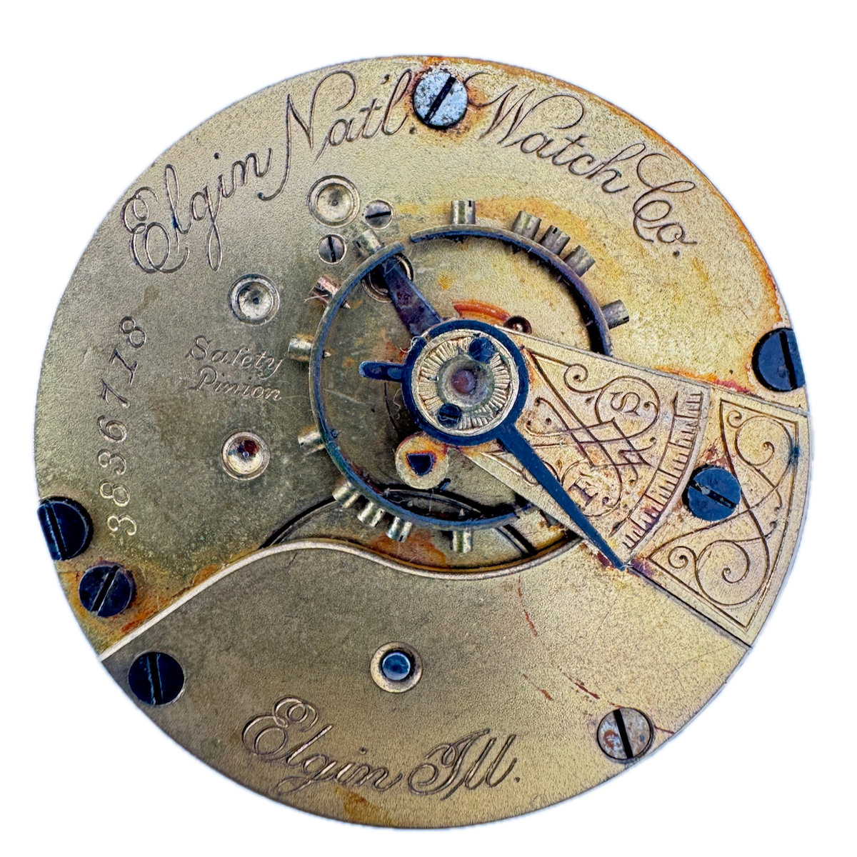 Antique 18s 1890 Elgin 7 Jewel Mechanical Pocket Watch Movement 73 USA Rusted