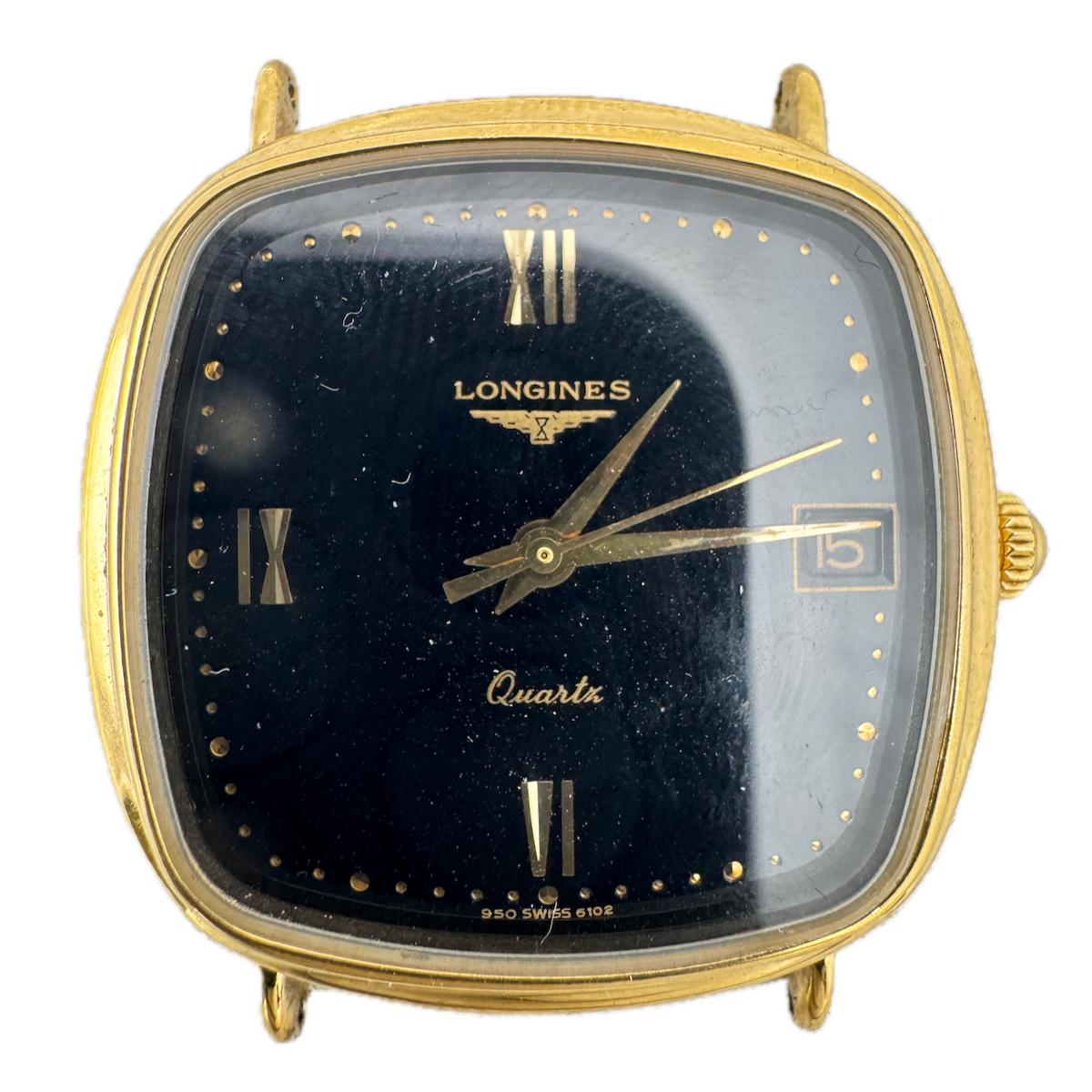 Vintage 32mm Longines 6102 11 Jewel Men's Quartz Wristwatch L950.2 Swiss