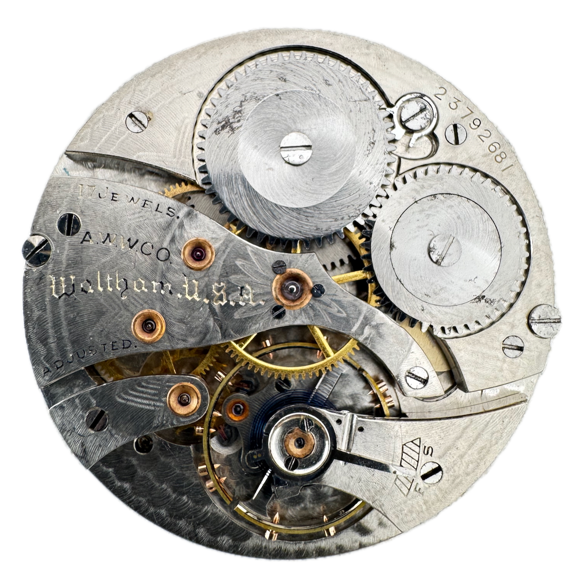 Antique 12s 1924 Waltham 17 Jewel Mechanical Pocket Watch Movement 1235 USA