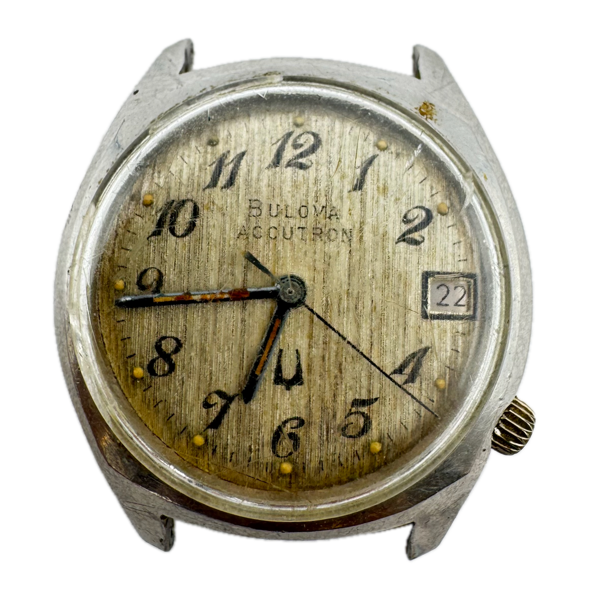 Vintage 33.5mm 1977 Accutron Pinstriped Men's Tuning Fork Wristwatch 219 Steel