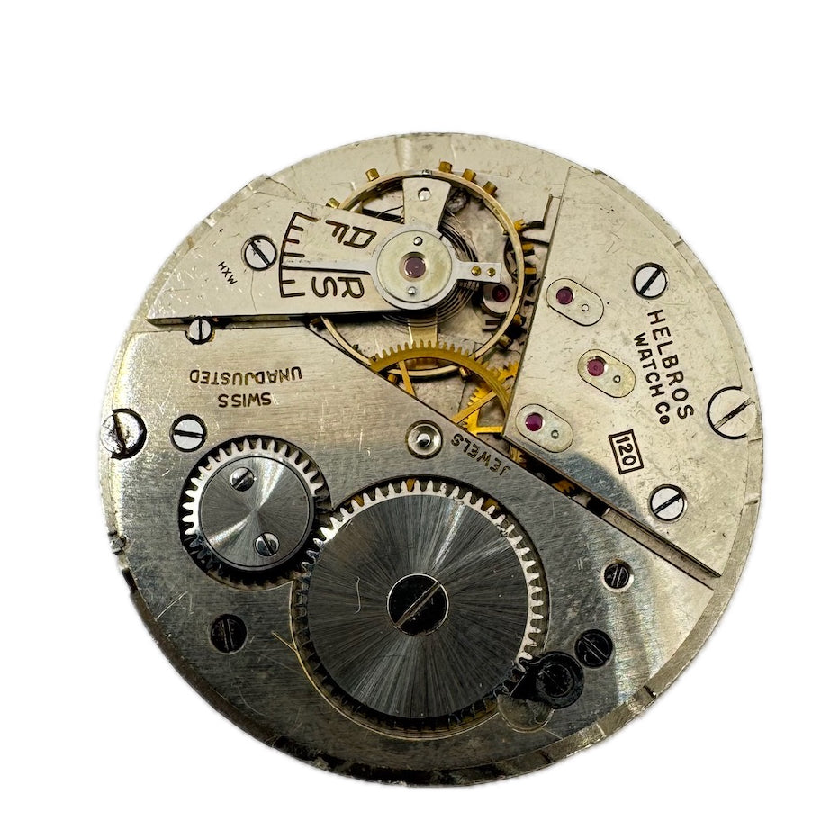 Antique 39.5mm Helbros Tuxedo Dial Mechanical Pocket Watch Movement 120 Runs