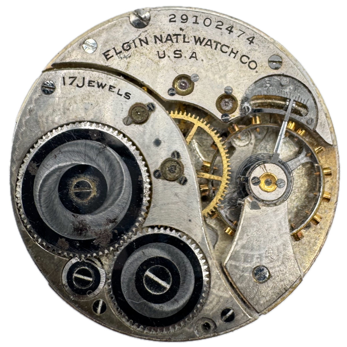 Vintage 12s 1927 Elgin Brushed 17 Jewel Mechanical Pocket Watch Movement 345 USA