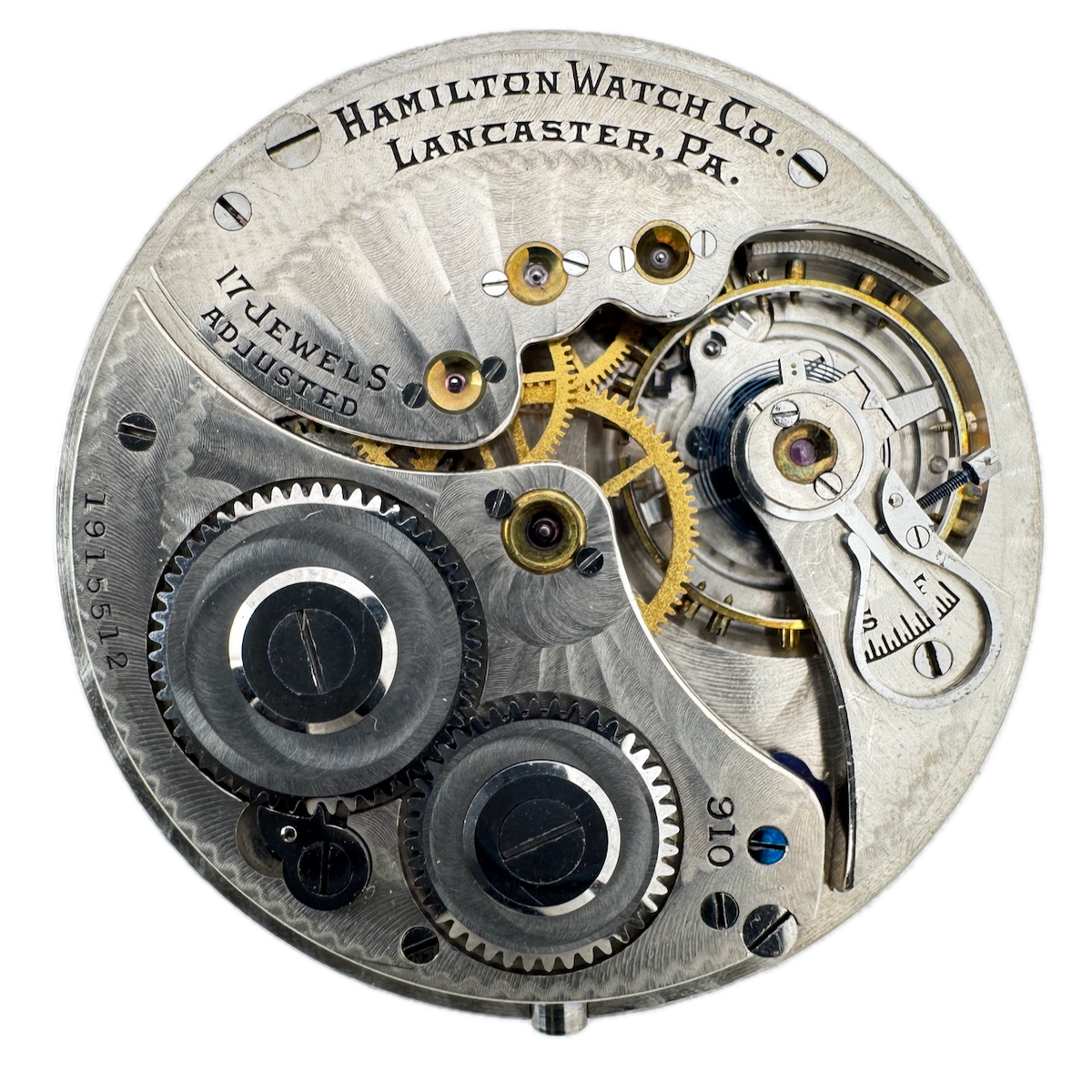 Antique 14s Hamilton 1 17 Jewel Mechanical Pocket Watch Movement 910 USA Runs