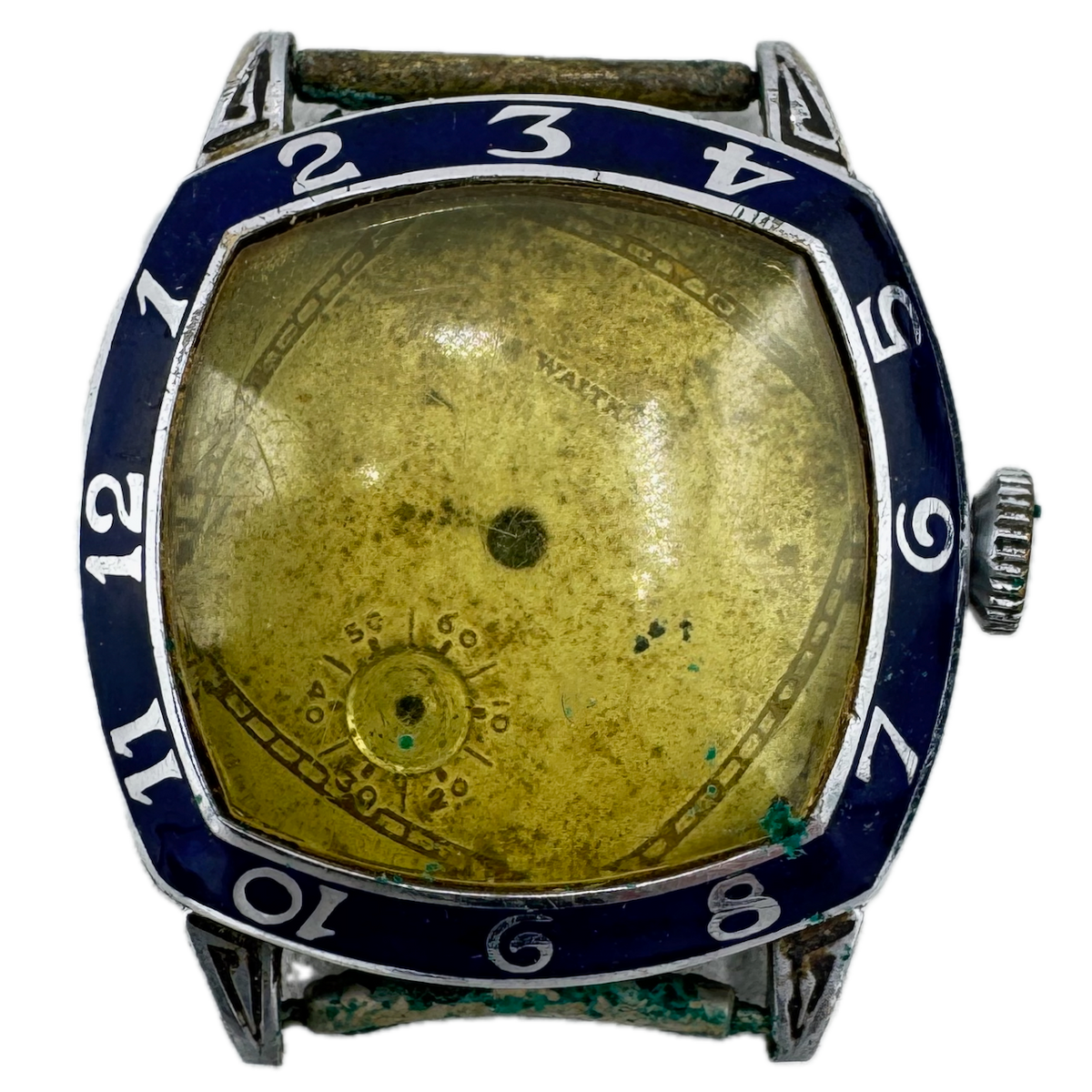 Vintage Waltham Enamel Bezel Men's Wristwatch Case 31mm Chrome Plated USA