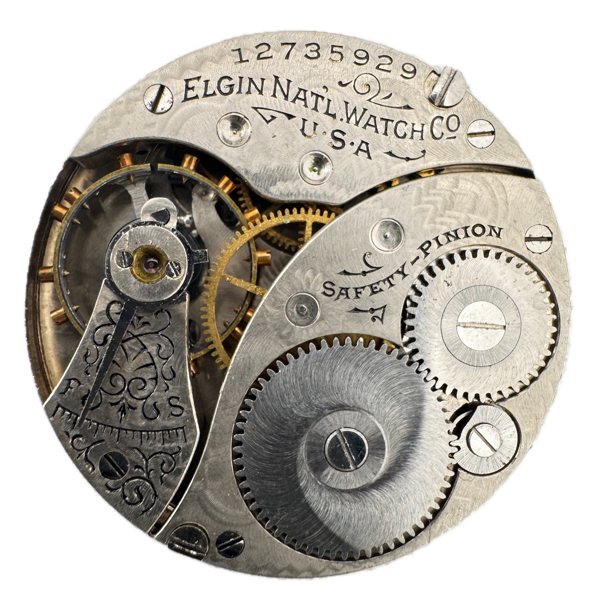 Antique 0s 1907 Elgin 7j Mechanical Hunter Pocket Watch Movement 320 USA