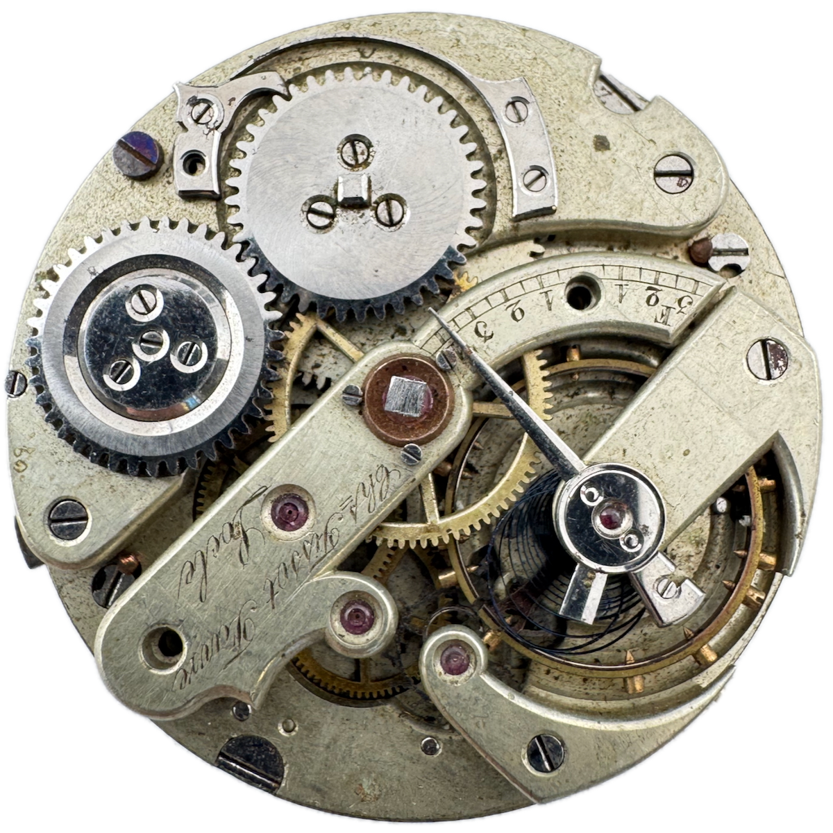 Antique 36.5mm Chs Tissot Favre Locle Mechanical Hunter Pocket Watch Movement