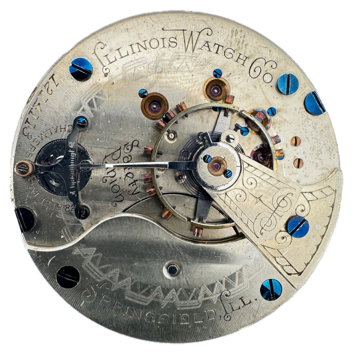 Antique 18s 1894 Illinois Multicolor 17 Jewel Hunter Pocket Watch Movement 61