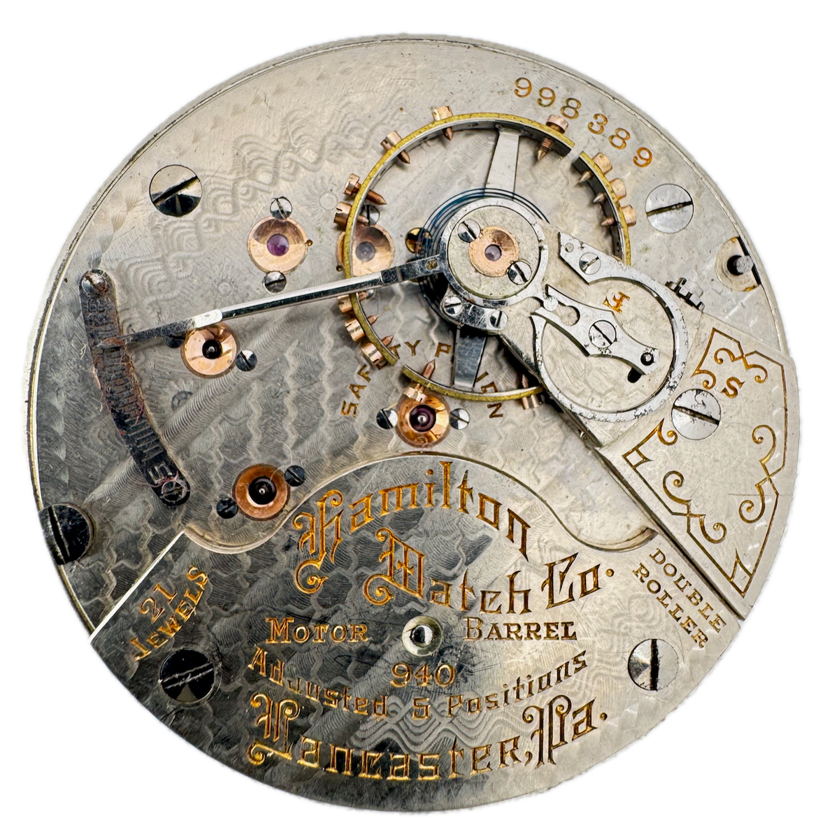 Antique 18s 1915 Hamilton 21j Mechanical Railroad Pocket Watch Movement 940 USA