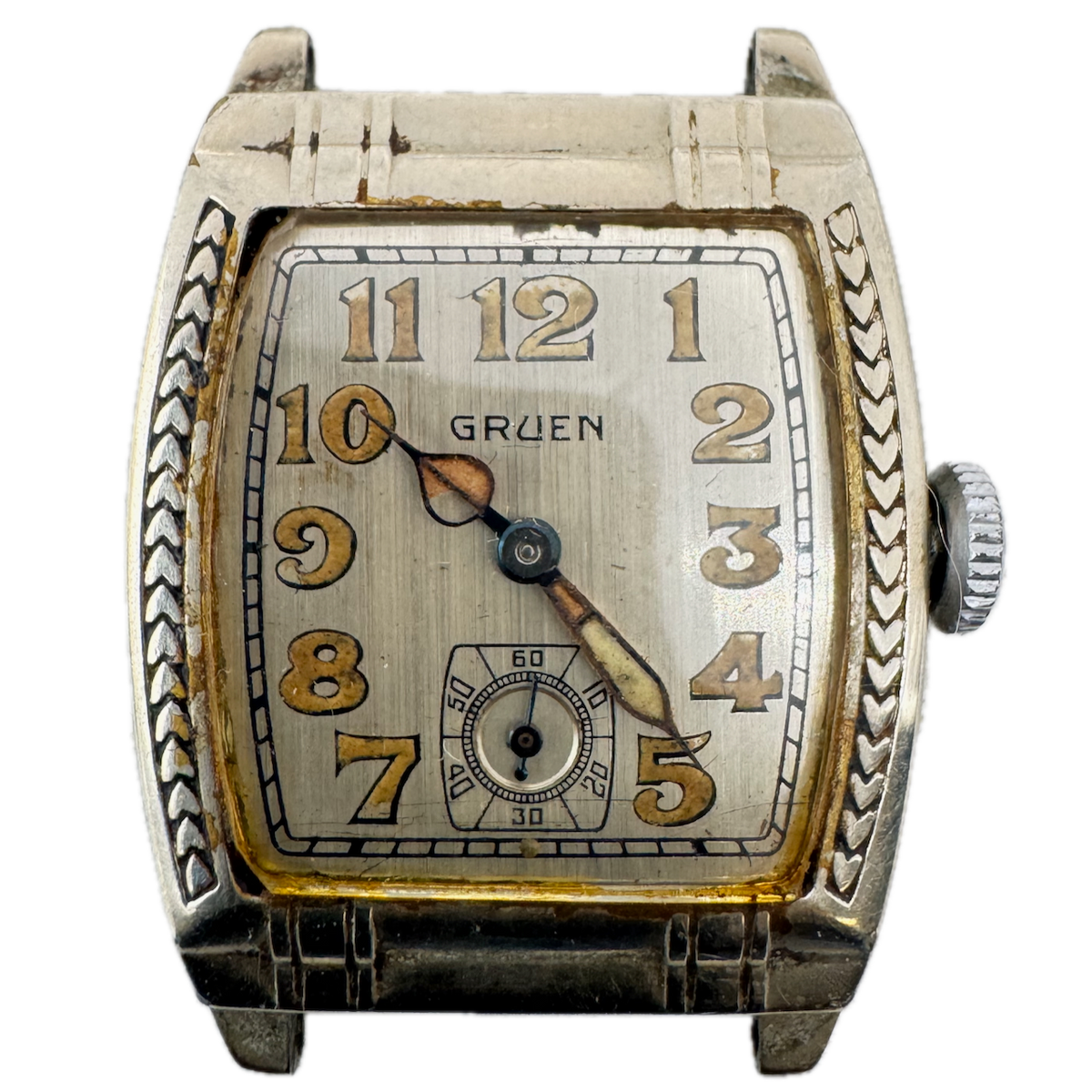 Vintage Gruen Art Deco Men's Mechanical Wristwatch 315 Swiss White Gold FIlled