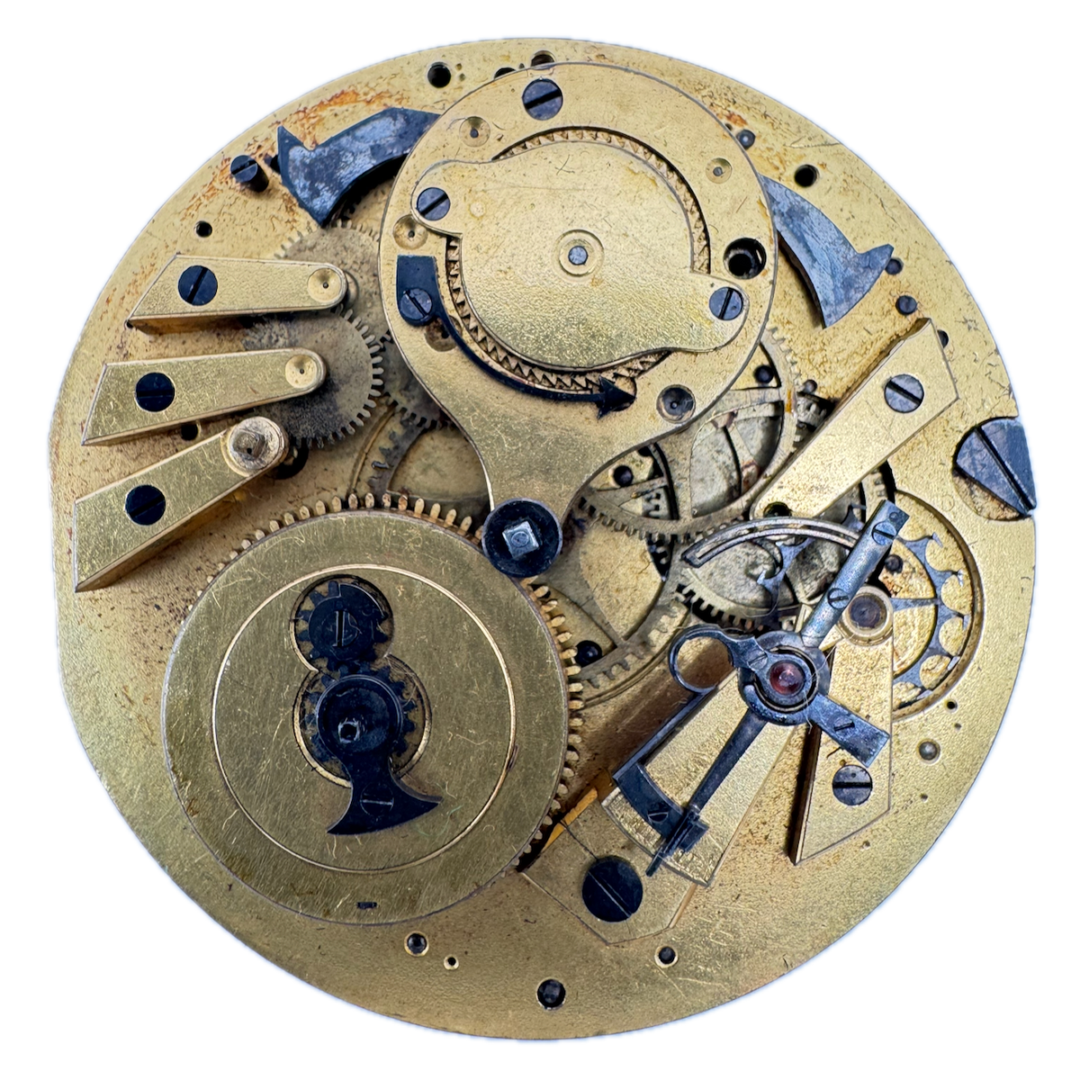 Antique 51mm Unbranded Guilloche Dial Repeater Key Wind Pocket Watch Movement
