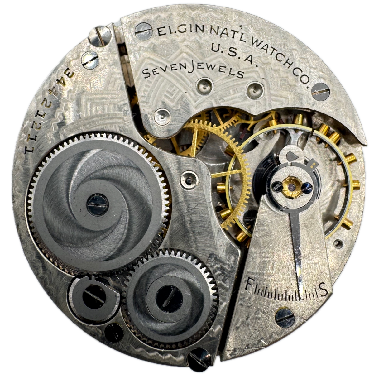 Antique 16 Size 1933 Elgin 7 Jewel Mechanical Pocket Watch Movement 291 USA