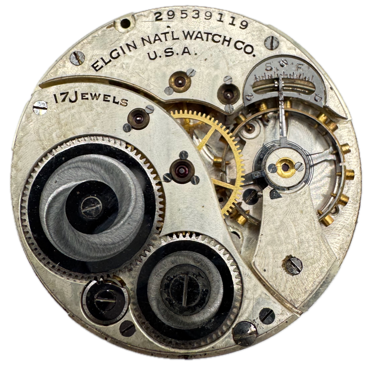 Vintage 12s 1927 Elgin 17 Jewel Mechanical Pocket Watch Movement 345 USA