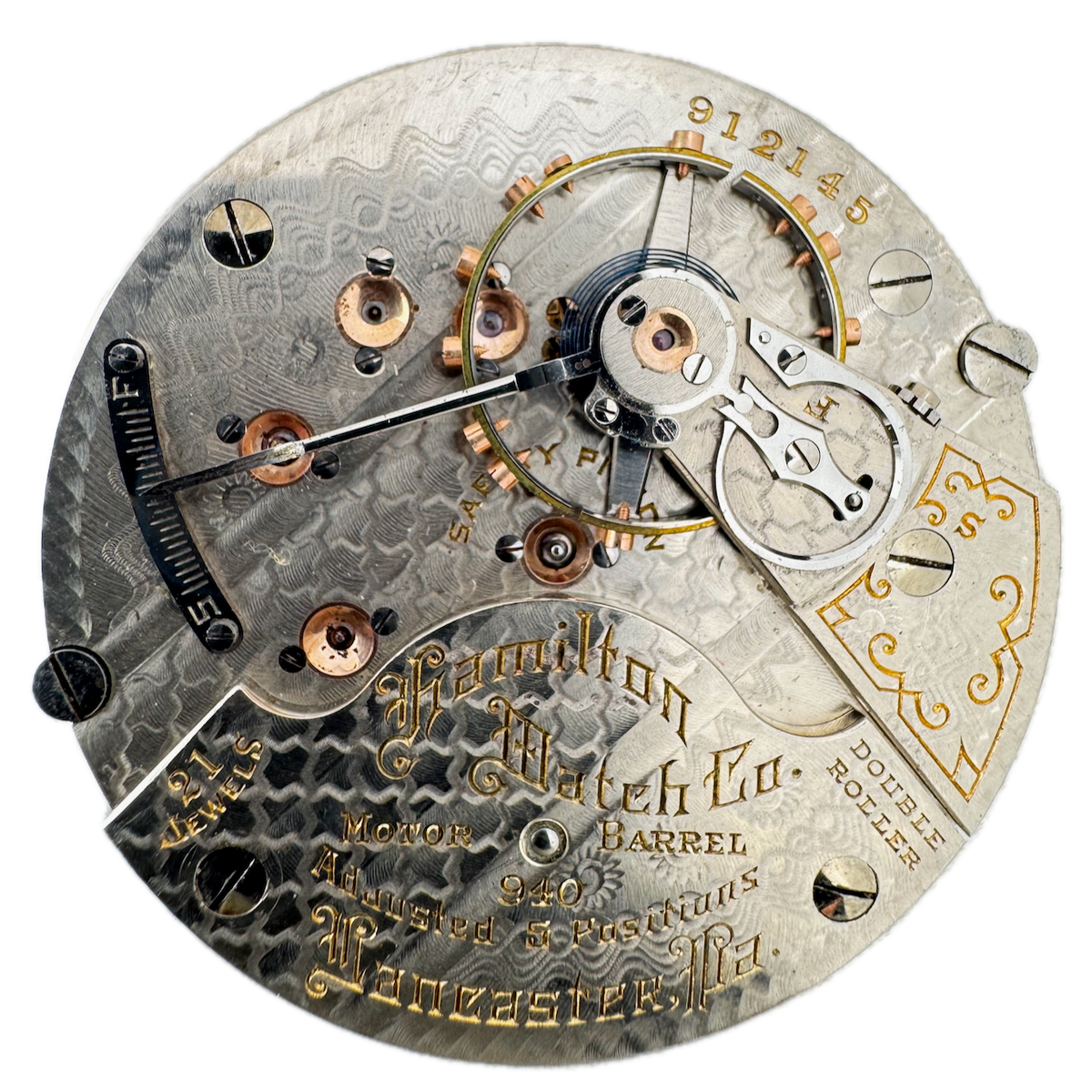 Antique 18s 1911 Hamilton 21J Mechanical Railroad Pocket Watch Movement 940 Runs