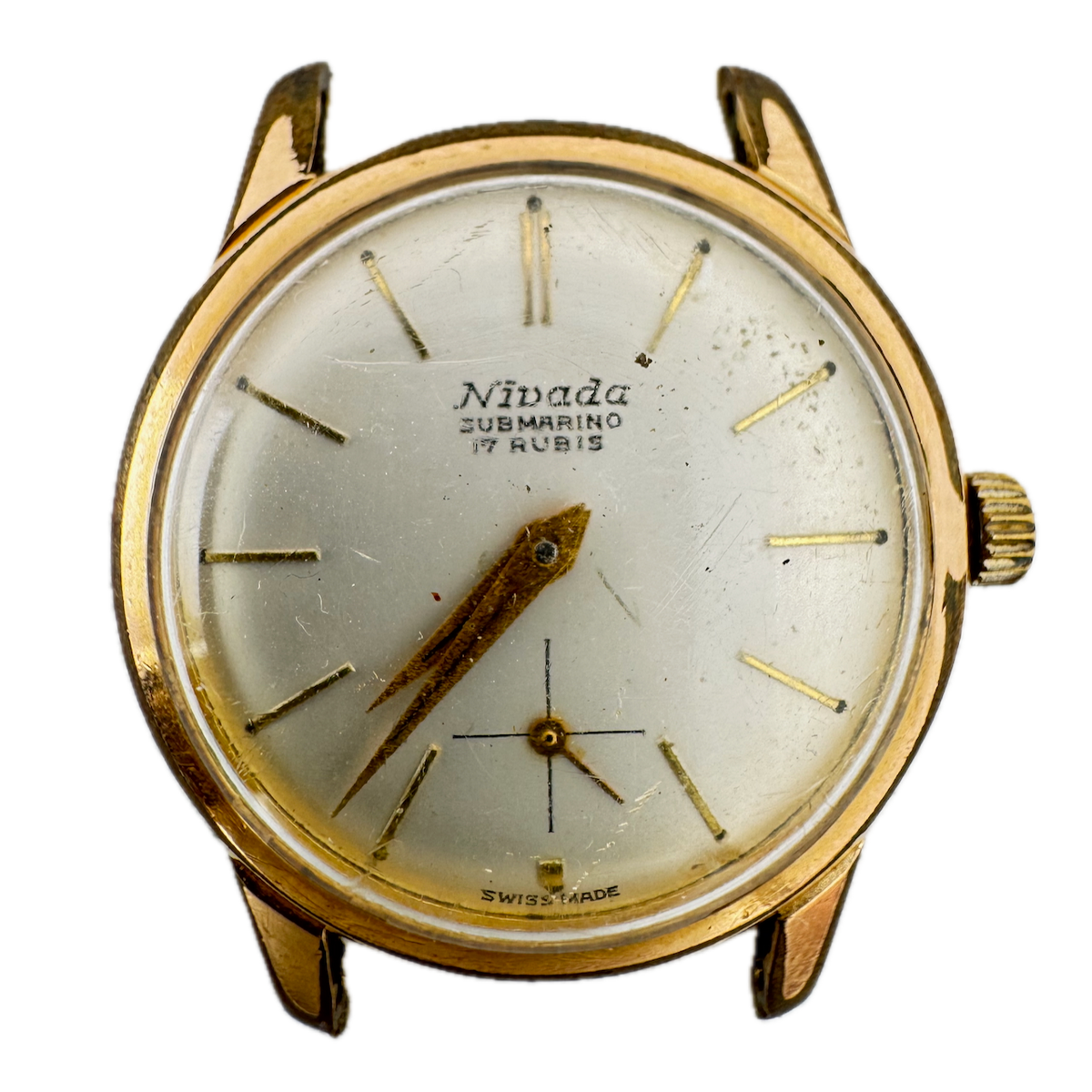 1977 Nivada Submarino 17J Men's Mechanical Wristwatch ETA 900 Swiss Gold Plated
