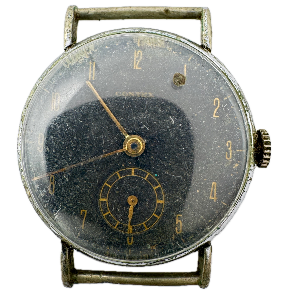 Vintage Contex Black & Gold Men's Mechanical Wristwatch Swiss Steel & Chrome