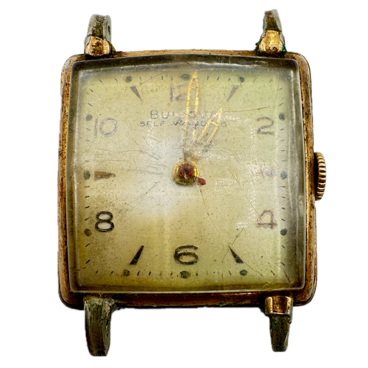 Vintage 1951 Bulova Square Men's Mechanical Wristwatch USA Steel & 10k RGP