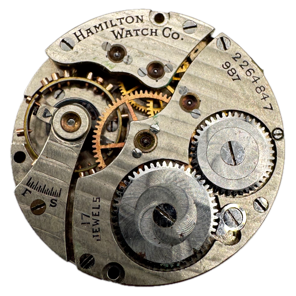 Vintage 25mm Hamilton 17 Jewel Mechanical Men's Wristwatch Movement 987 USA