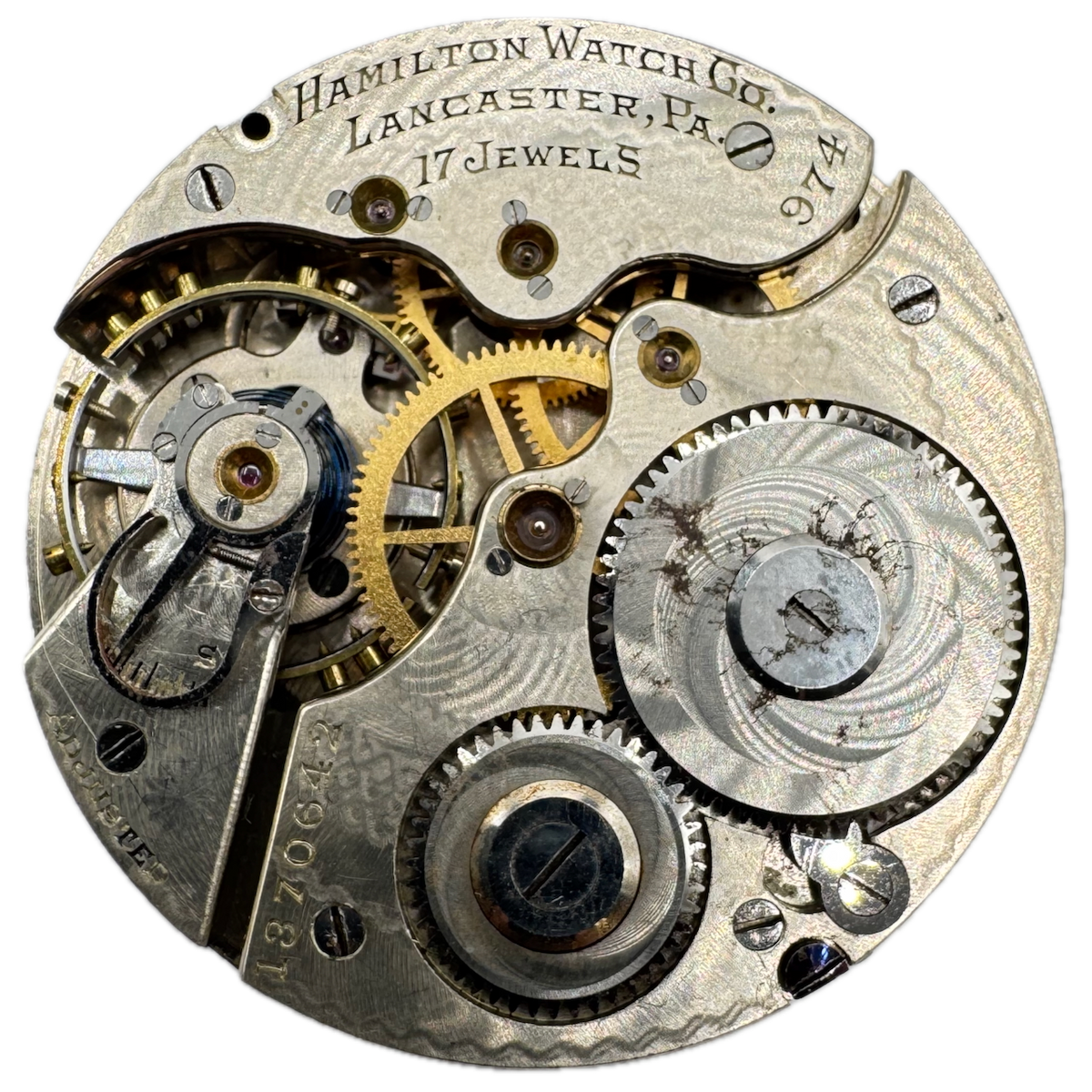 Antique 16s 1919 Hamilton 17 Jewel Mechanical Pocket Watch Movement 974 USA