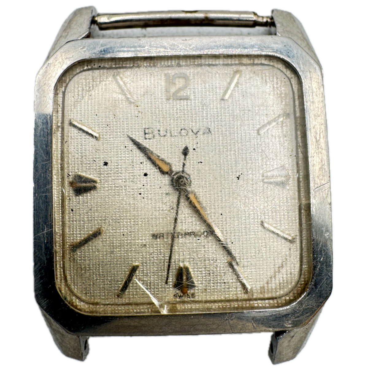 Vintage Bulova Square Tapestry Men's Mechanical Wristwatch Swiss Steel
