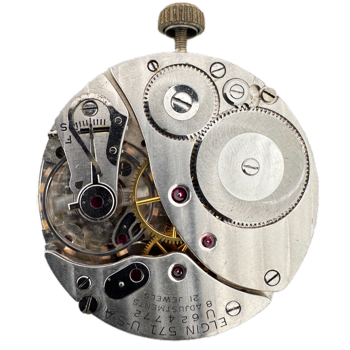 Vintage 16s 1947 Elgin 21j Mechanical Railroad Pocket Watch Movement 571 USA