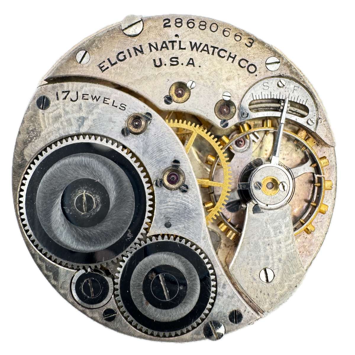 Vintage 12s 1926 Elgin 17 Jewel Mechanical Pocket Watch Movement 345 USA