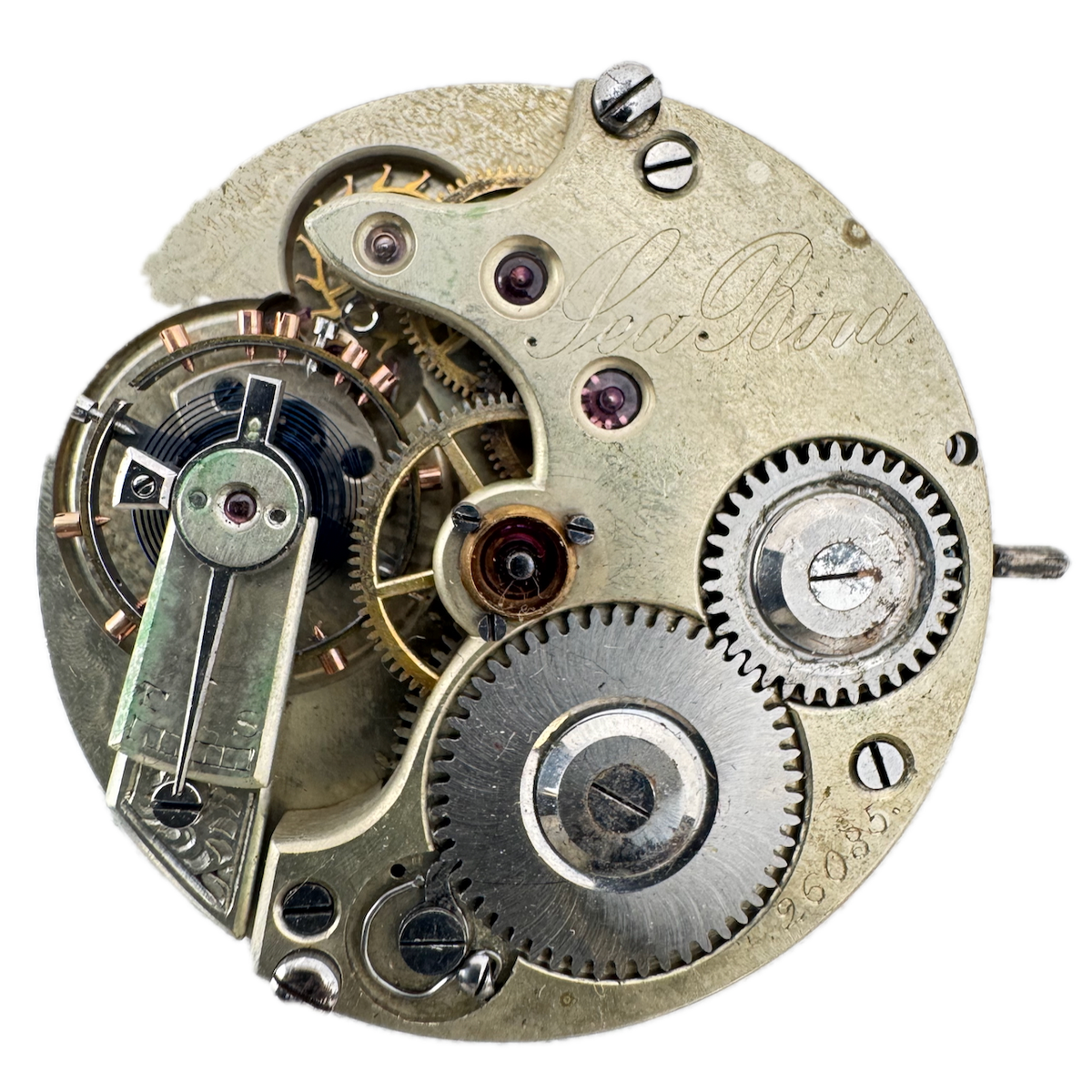 Antique 8s Sea Bird Mechanical Hunter Pocket Watch Movement Agassiz Swiss
