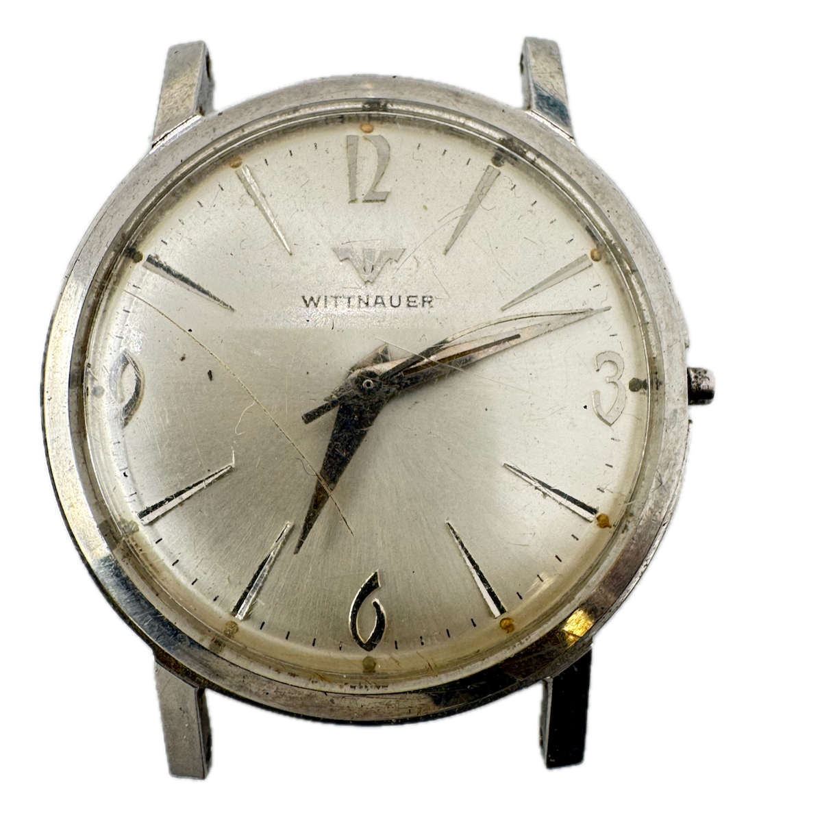 Vintage Wittnauer Sunburst Straight Lug Men's Mechanical Wristwatch Swiss Steel