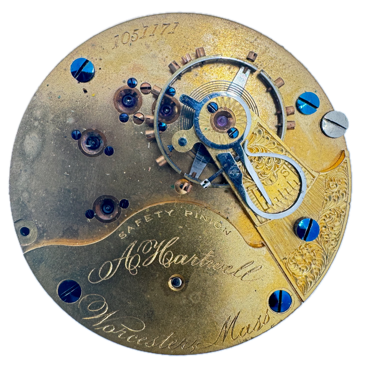 Antique 18s Illinois Hartwell Mechanical Open Face Pocket Watch Movement 60 USA