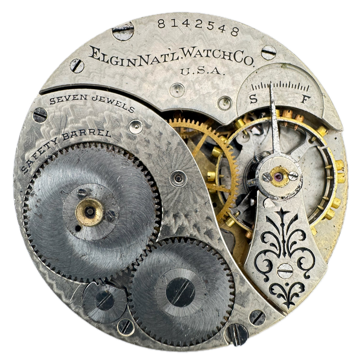 Antique 12s 1900 Elgin 3 Mechanical Open Face Pocket Watch Movement 197 USA 7J
