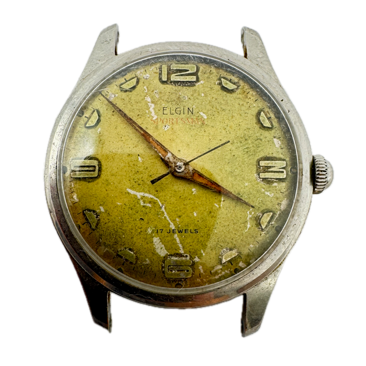 Vintage 32mm Elgin 5924 Sportsman Men's Mechanical Wristwatch 679 Swiss Steel