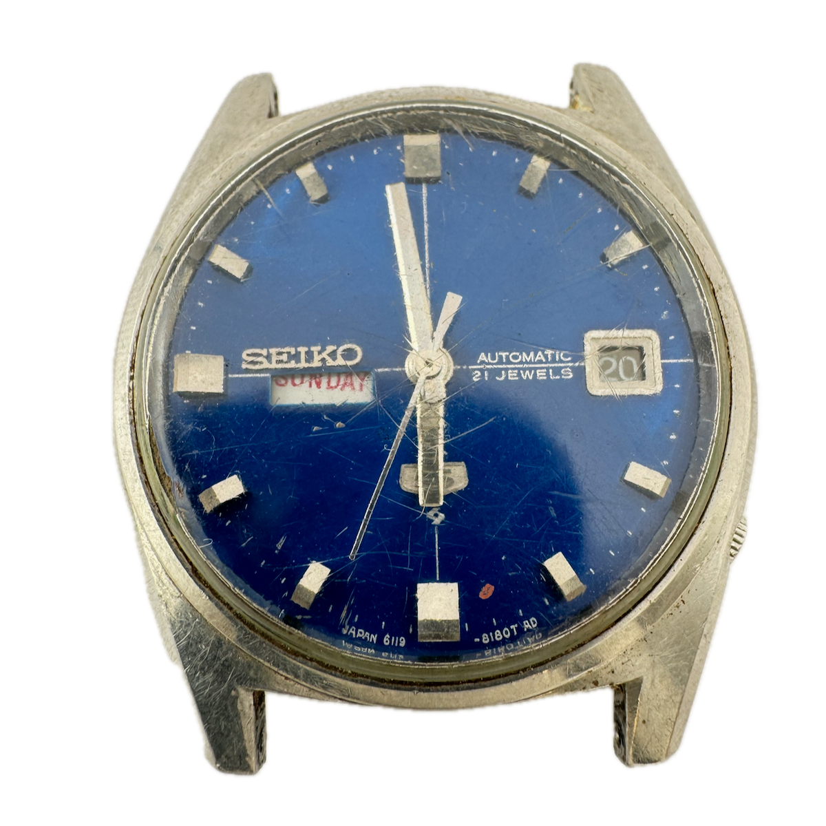 Vintage Seiko 6119-8095 Blue Men's Automatic Wristwatch 6119 C Japan Steel