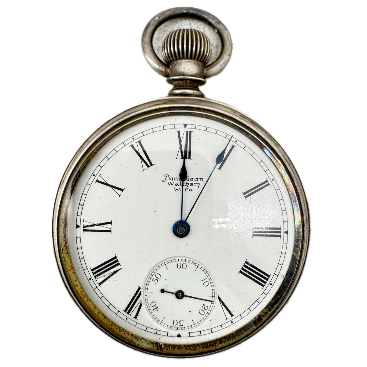Antique 14s 1894 Waltham Roman 7 Jewel Mechanical Pocket Watch 8 Nickel USA