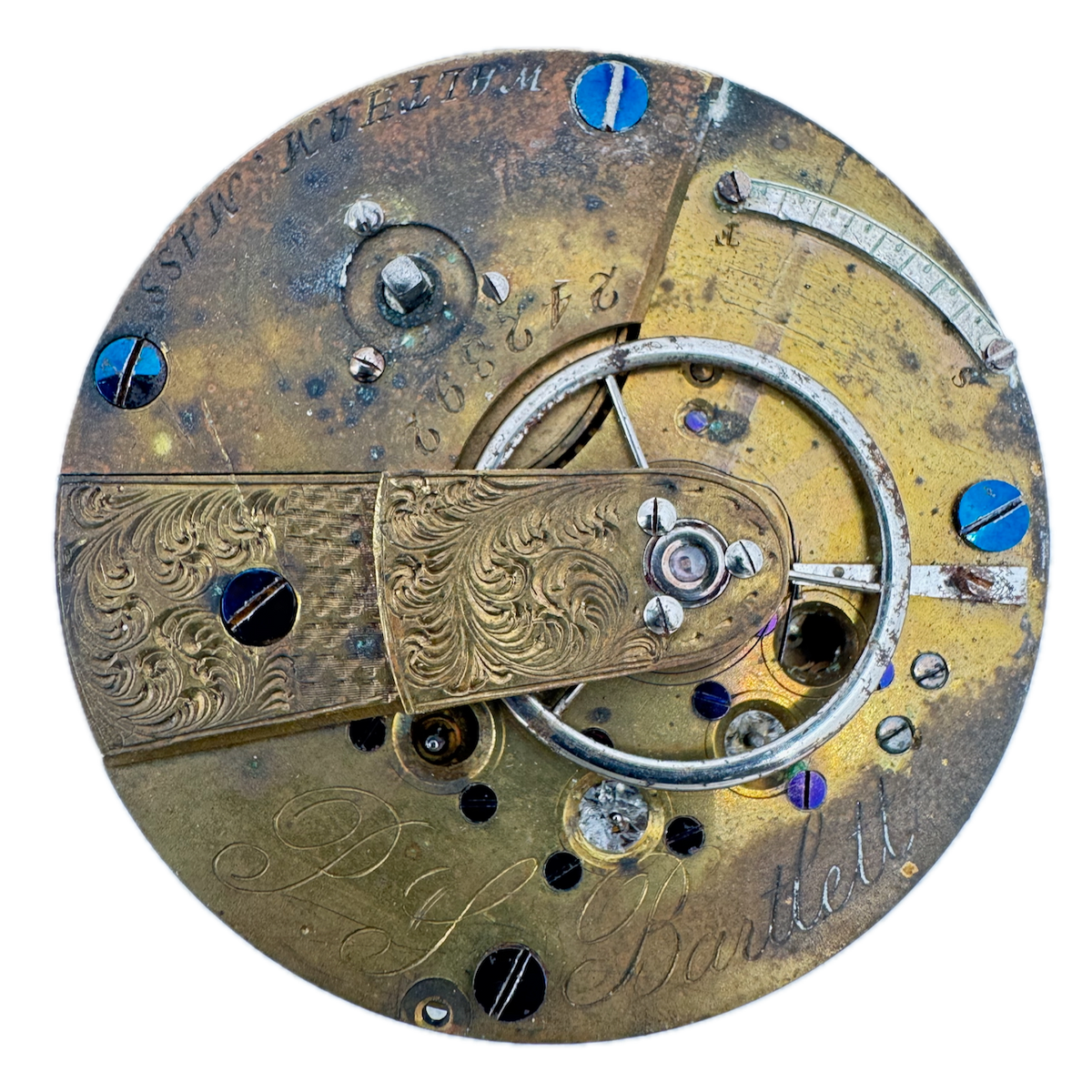 Antique 18s 1866 Waltham Civil War Era Key Pocket Watch Movement P. S. Bartlett