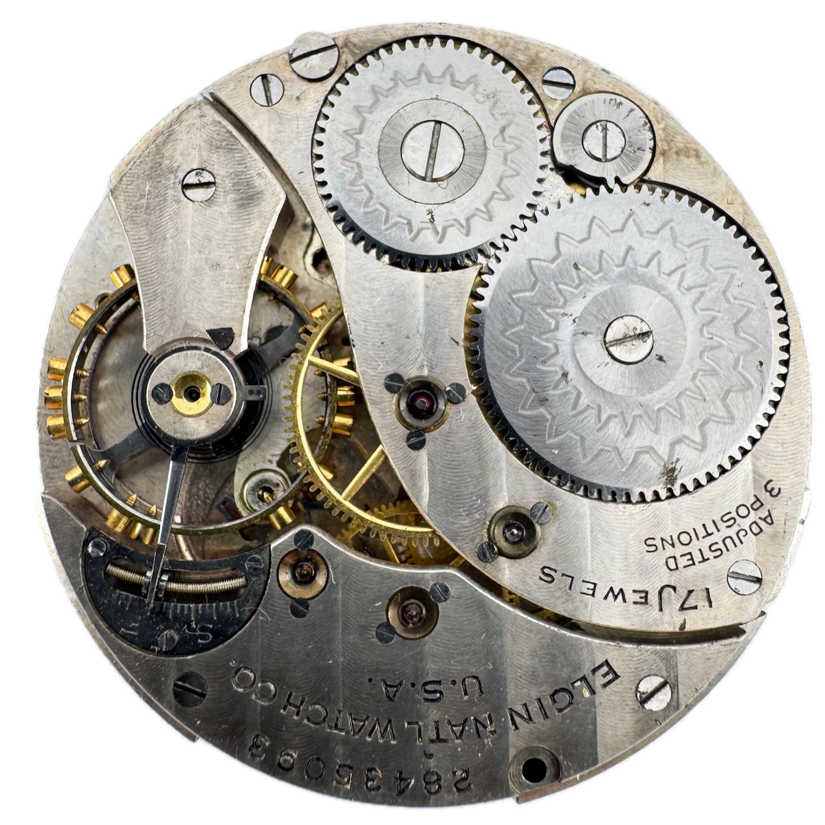Vintage 12 Size 1926 Elgin 17 Jewel Mechanical Pocket Watch Movement 477 USA