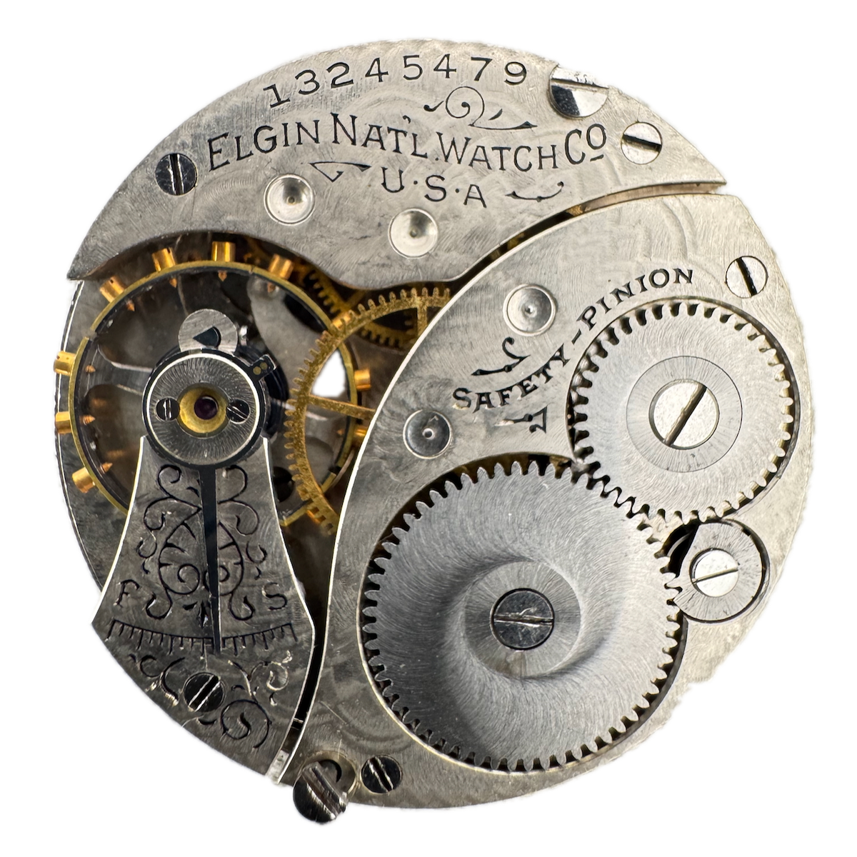 Antique 0s 1908 Elgin 7 Jewel Mechanical Hunter Pocket Watch Movement 320 USA