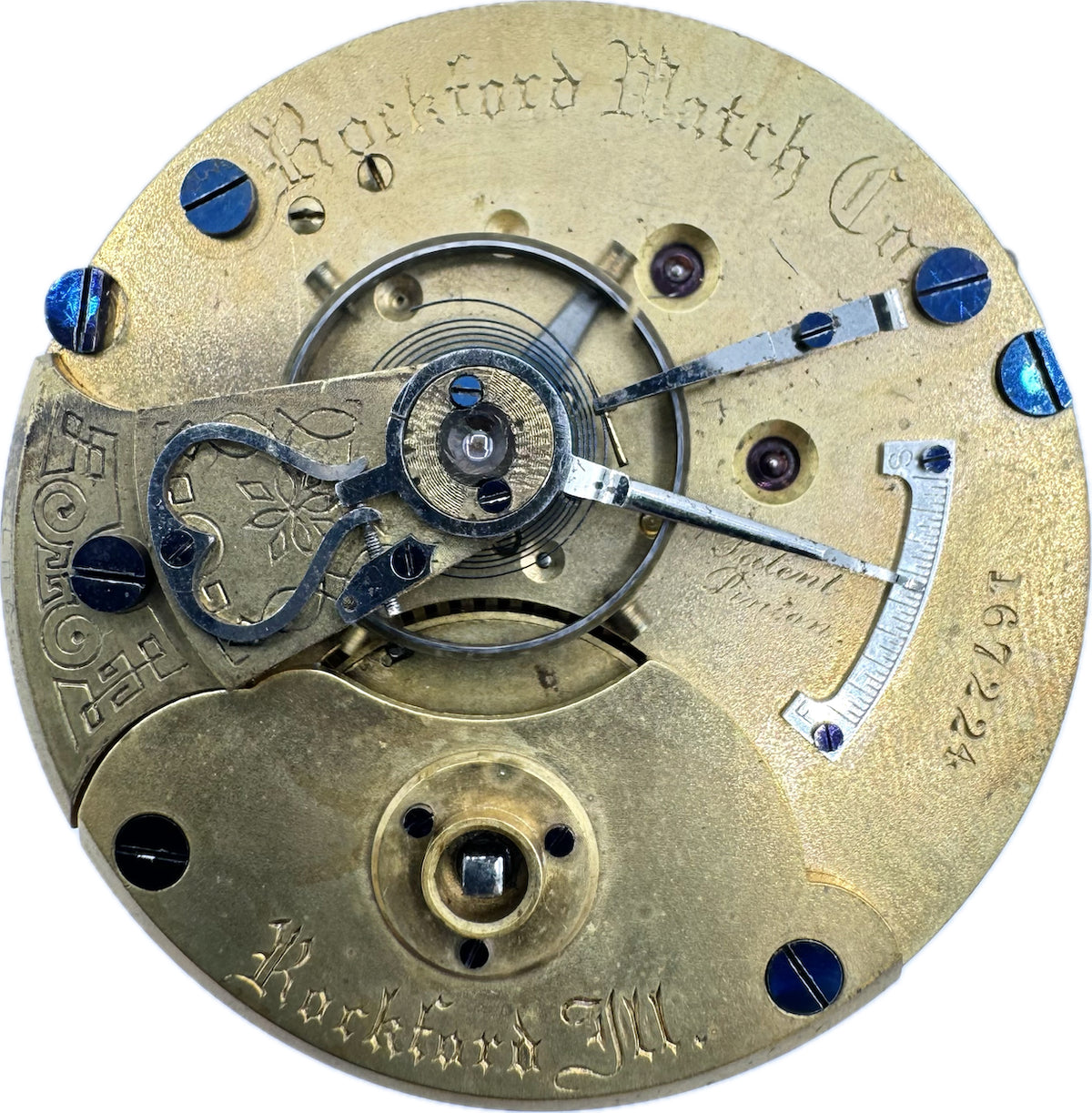 Antique 18S Rockford Alex Calmelet Transitional Hunter Pocket Watch Movement