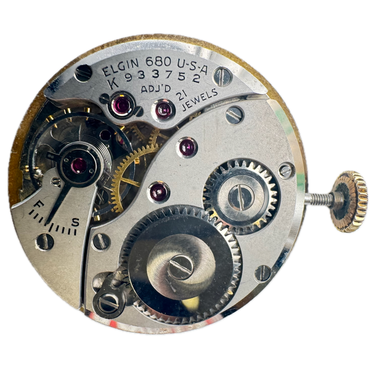 Vintage 23mm 1954 Lord Elgin Waffle Dial 21J Mechanical Wristwatch Movement 680