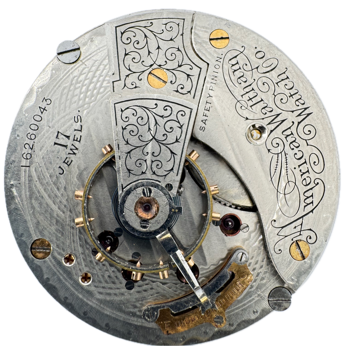 Antique 18 Size Waltham Mechanical Open Face Pocket Watch Movement No. 825 USA