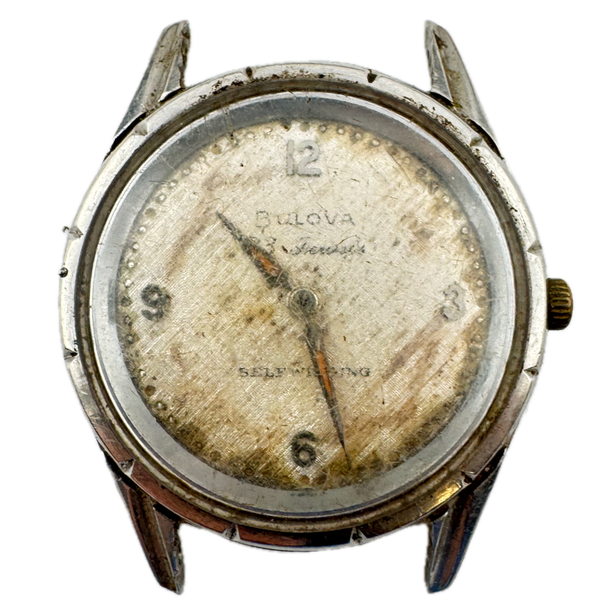 Vintage 1960 Bulova Linen Men's Automatic Wristwatch Swiss Stainless Steel