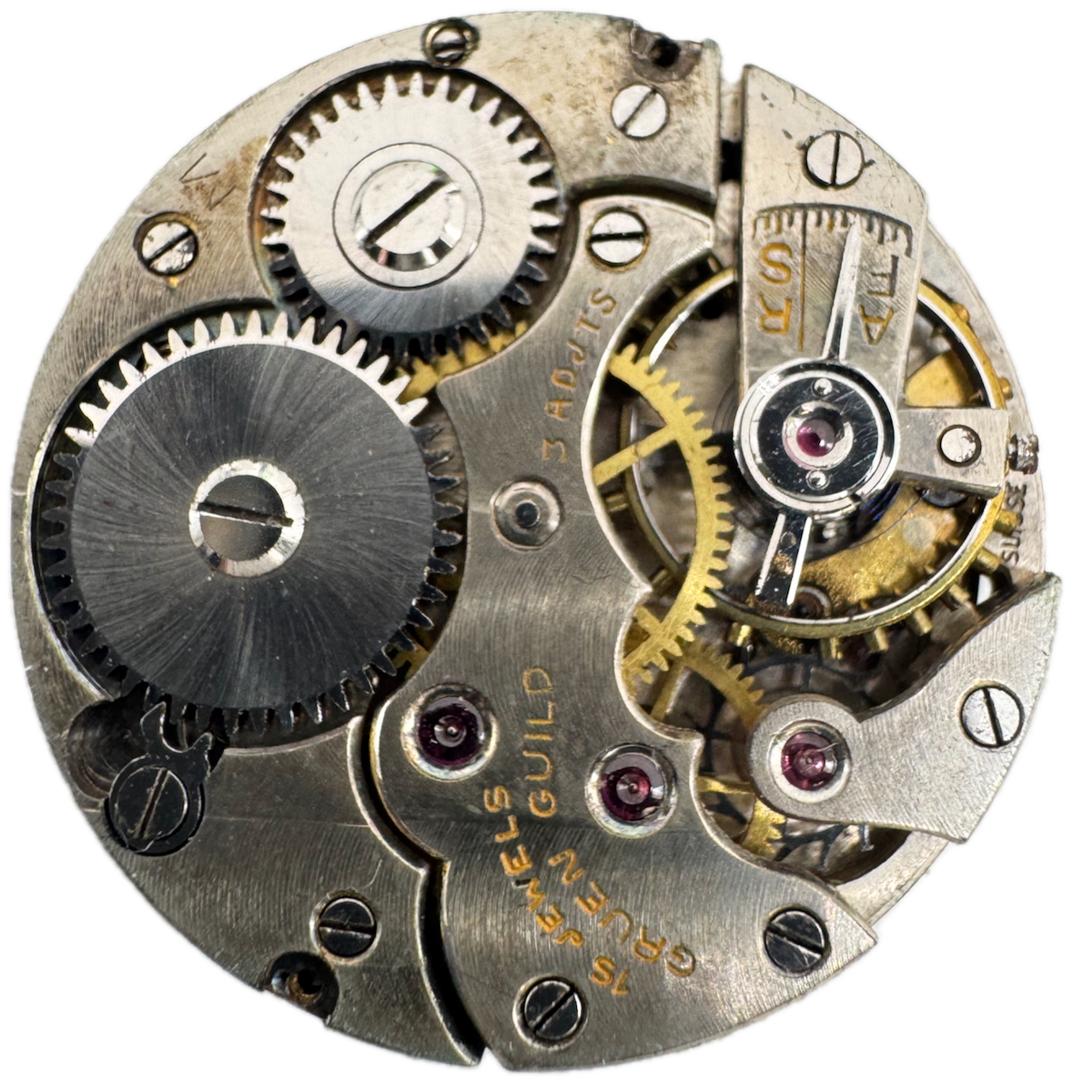 Vintage 23.5mm Gruen Guild 15 Jewel Mechanical Men's Wristwatch Movement Swiss