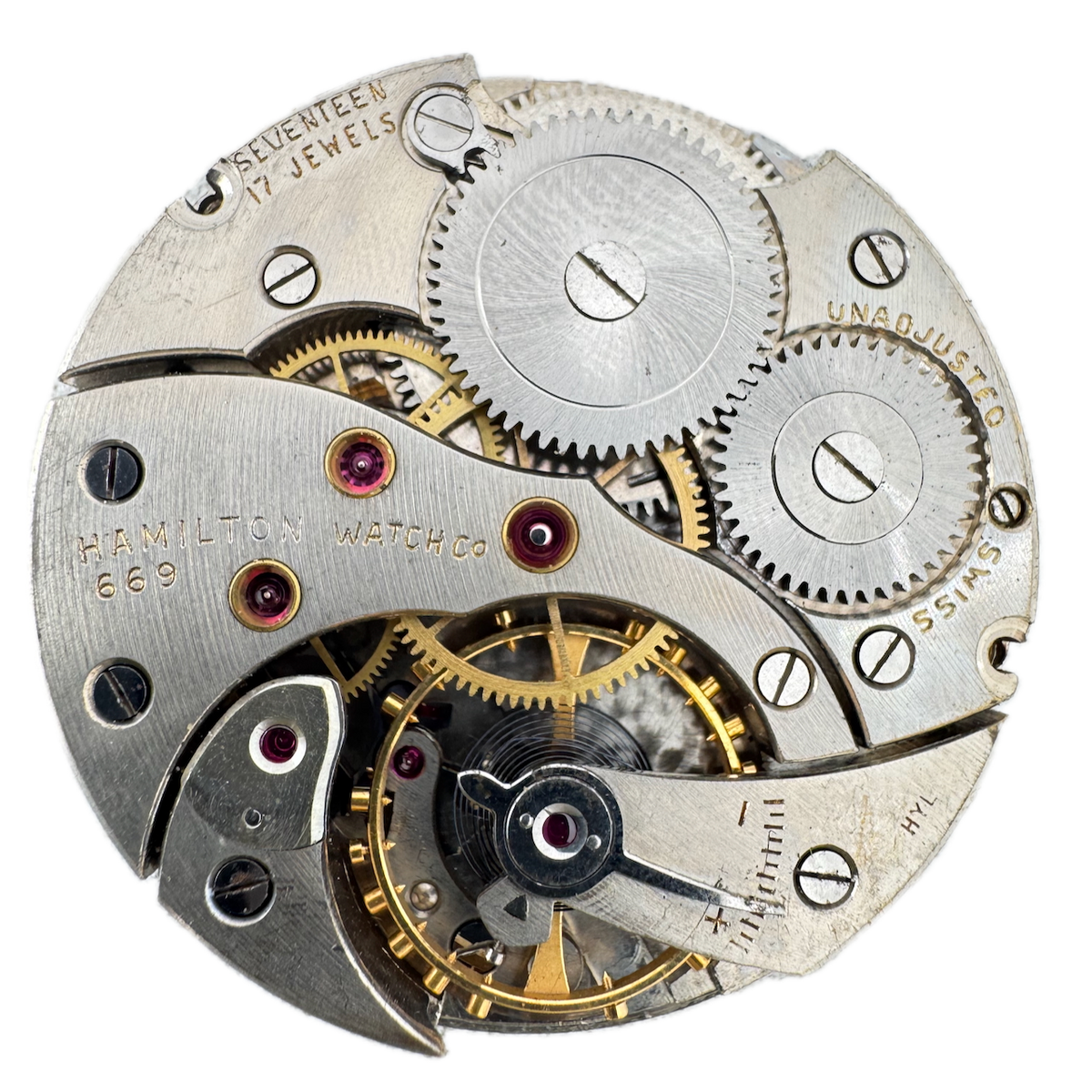 Antique 43mm Hamilton Traffic Special 17j Pocket Watch Movement 669 Swiss