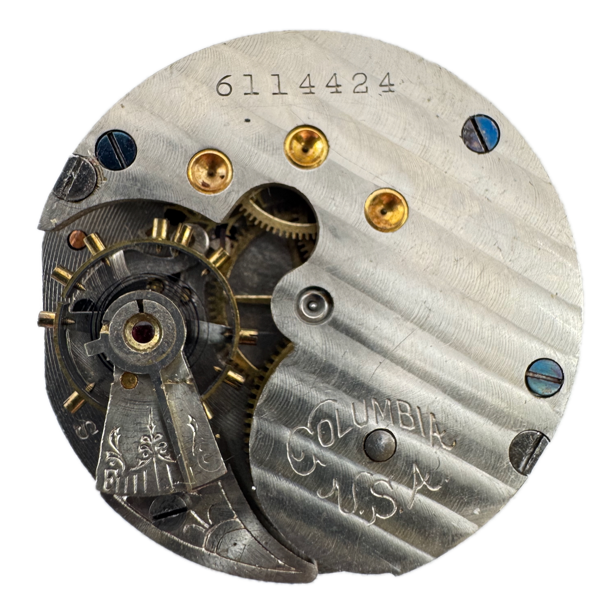 Antique 6s Columbia Tennis Ball Mechanical Hunter Pocket Watch Movement USA