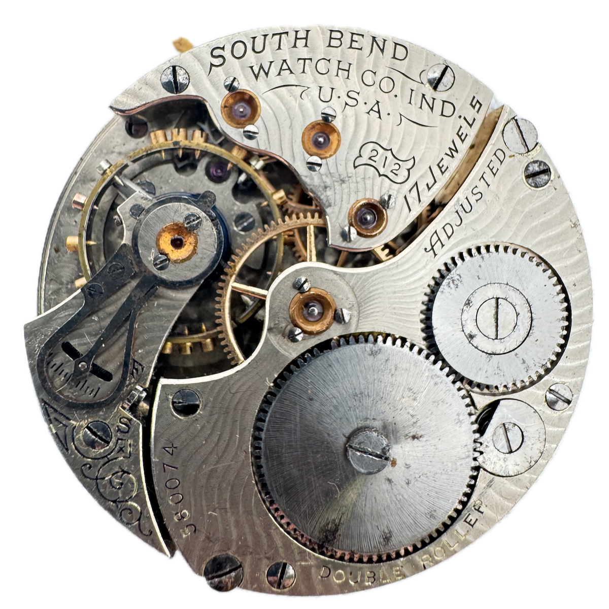 Antique 16s 1909 Southbend Sunray 17j Hunter Pocket Watch Movement 212 USA