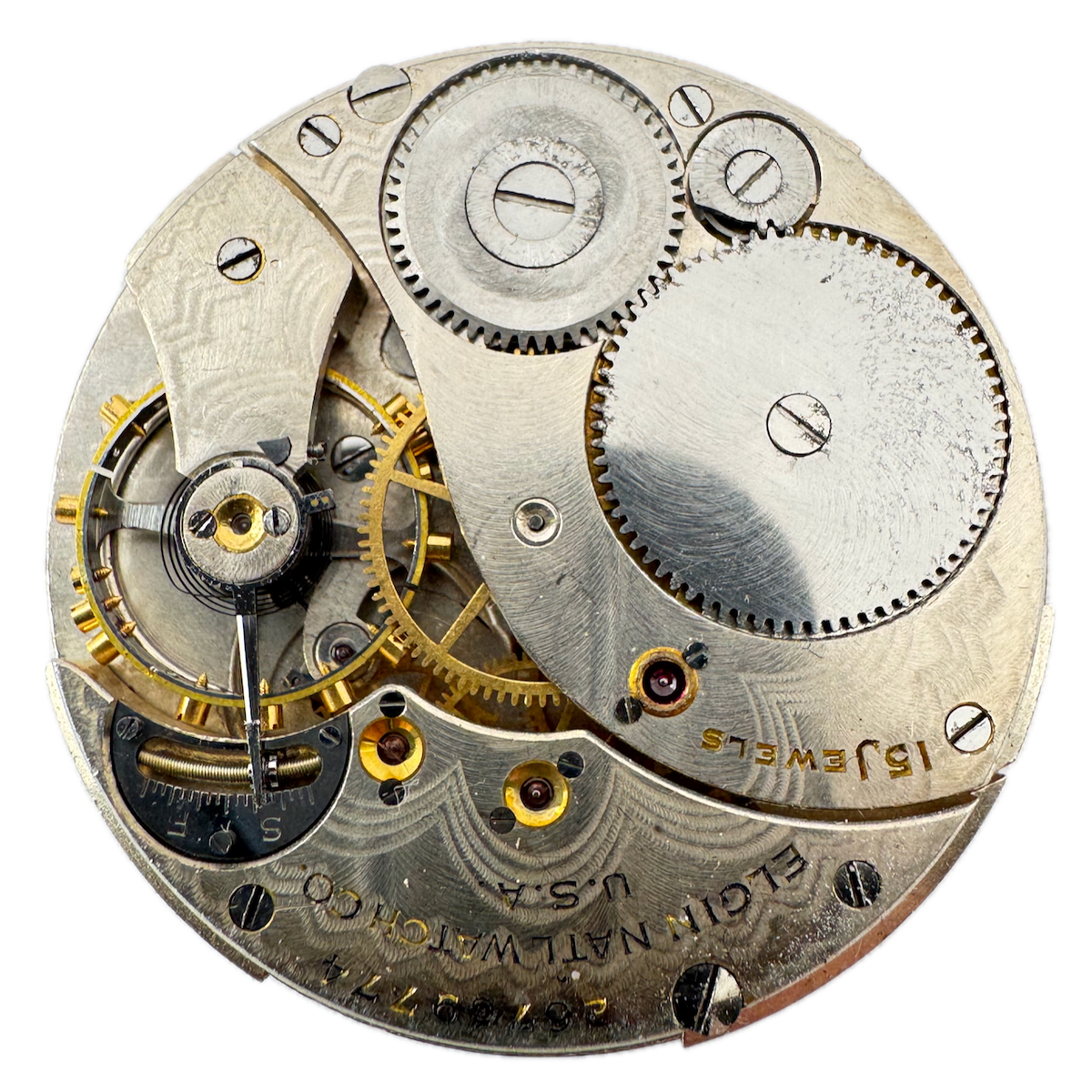 Antique 12s 1924 Elgin Brushed 15 Jewel Mechanical Pocket Watch Movement 315 USA