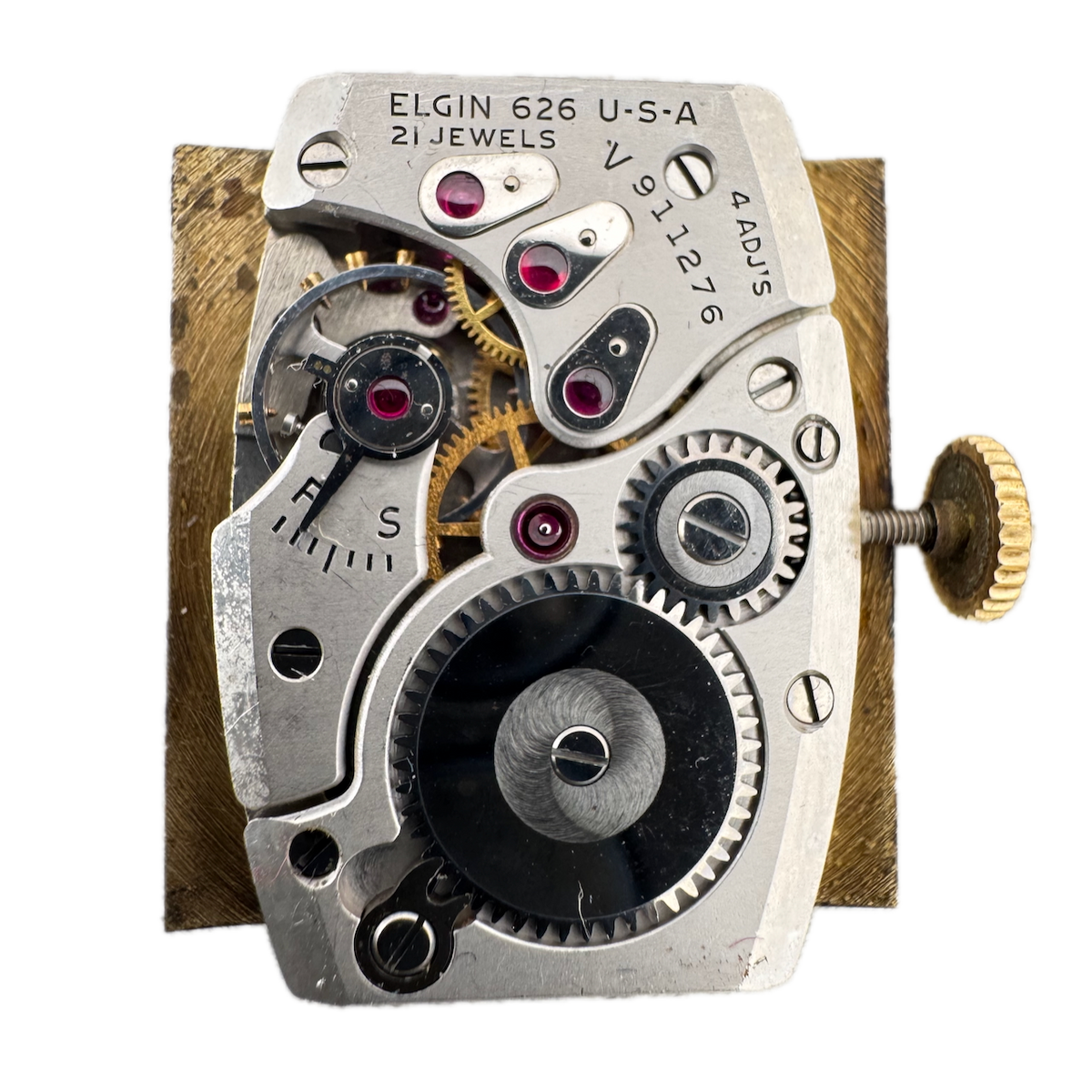 Vintage 21.5mm Lord Elgin Gold Hands Mechanical Men's Wristwatch Movement 626